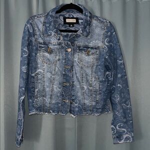 Indigo Saints Blue Paisley patterned Denim Jacket